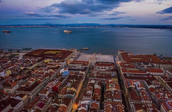 Kereskedelmi Tér Lisszabonban Portugáliában Légi Felvétel — Stock Fotó