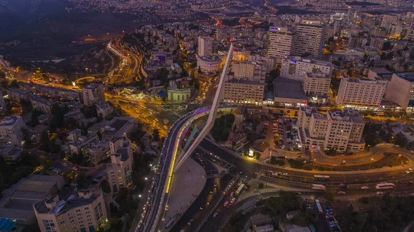 Gece Kudüs Şehir Merkezi Srail Hava Aracı Görüntüsü Telifsiz Stok Fotoğraflar