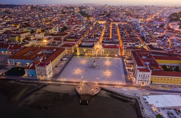 Portekiz Lizbon Daki Ticaret Meydanı Hava Aracı Manzaralı Stok Fotoğraf