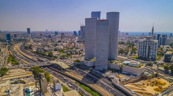 Tel Aviv Şehir Merkezi Insansız Hava Aracı Görüntüsü Stok Fotoğraf