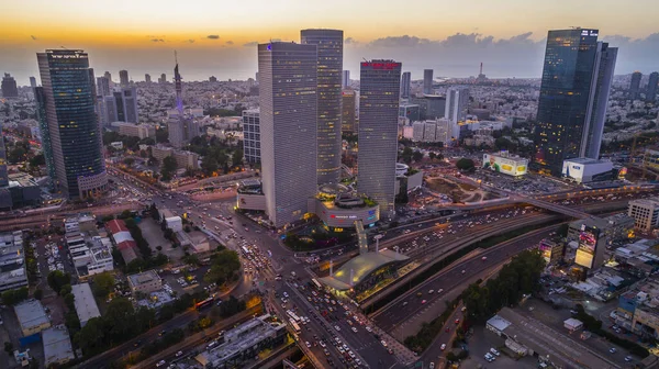 Tel Aviv Şehir Merkezi Insansız Hava Aracı Görüntüsü Stok Resim