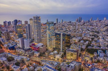 Tel Aviv city center, Israel, aerial drone view clipart