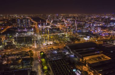 Petah Tikva şehir merkezi, İsrail, hava aracı görüntüsü