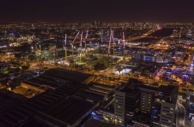 Petah Tikva şehir merkezi, İsrail, hava aracı görüntüsü