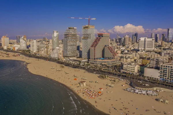 Tel Aviv Promenade Israel Aerial Drone View — Stock Photo, Image