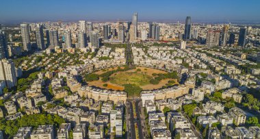 Tel Aviv şehir merkezi, İsrail, hava aracı görüntüsü