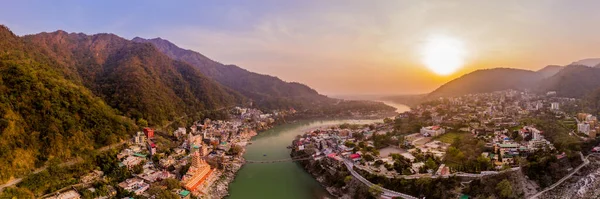 Zonsondergang Bij Himalaya Bergen India Antenne Drone Uitzicht — Stockfoto