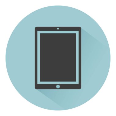 Tablet bilgisayar simgesini düz stil üzerinde yeşil bir arka plan web tasarımı için vektör çizim izole gölgeli