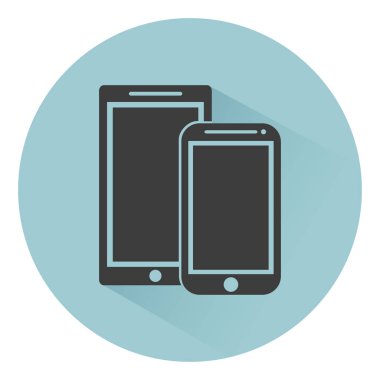cep telefonu anahat simgeleri şablonu ile gölge bir yeşil arka plan düz stil, şık vektör çizim web tasarımı için