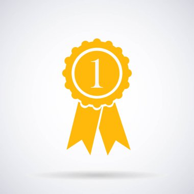 Simgeler Ödülleri birincilik, beyaz bir arka planda şık vektör çizim web tasarımı için izole gölge ile altın sarısı