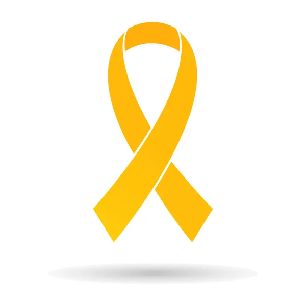 Ruban jaune doré, symbole de sensibilisation au cancer du sein, isolé sur fond blanc, illustration vectorielle élégante, eps10 . — Image vectorielle