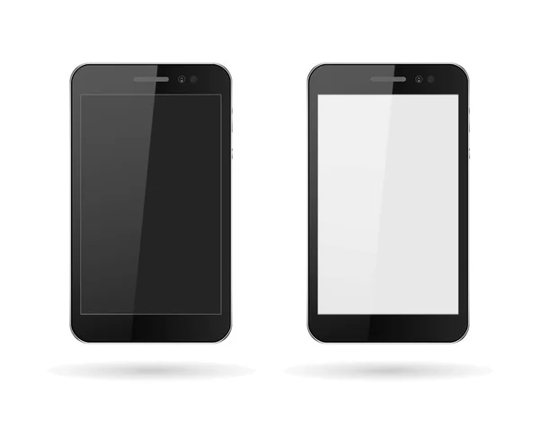 Realistische Mobiltelefone schwarz-weiß, isoliert mit Schatten auf hellem Hintergrund, Vektor-Illustration stilvoll für Webdesign — Stockvektor
