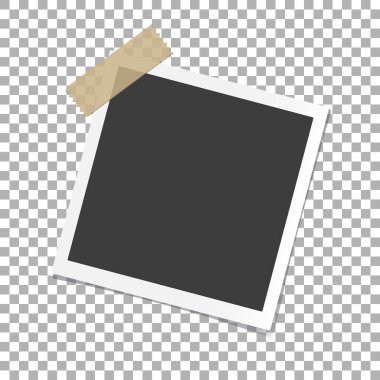 Fotoğraf çerçevesi ile gölge izole arka plan üzerinde yapışkan yapışkan bant viski, vektör şablon şık fotoğraf veya görüntü, Eps10 için
