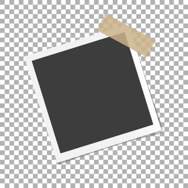 Fotoğraf çerçevesi ile gölge izole arka plan üzerinde yapışkan yapışkan bant viski, vektör şablon şık fotoğraf veya görüntü, Eps10 için