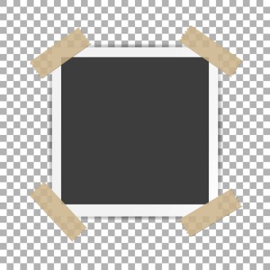 Fotoğraf çerçevesi ile gölge izole arka plan üzerinde yapışkan yapışkan bant viski, vektör şablon şık fotoğraf veya görüntü, Eps10 için