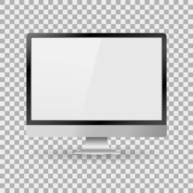 Monitör Pc ile arka plan boş bir ekranda gerçekçi izole, şık vektör çizim Eps10