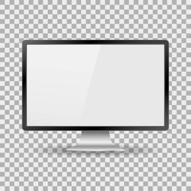 Monitör Pc ile arka plan boş bir ekranda gerçekçi izole, şık vektör çizim Eps10
