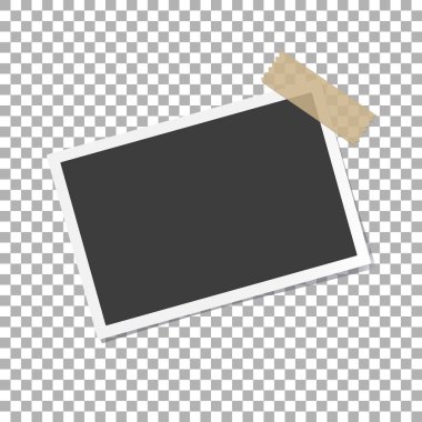 Fotoğraf çerçevesi ile gölge izole arka plan üzerinde yapışkan yapışkan bant viski, vektör şablon şık fotoğraf veya görüntü, Eps10 için