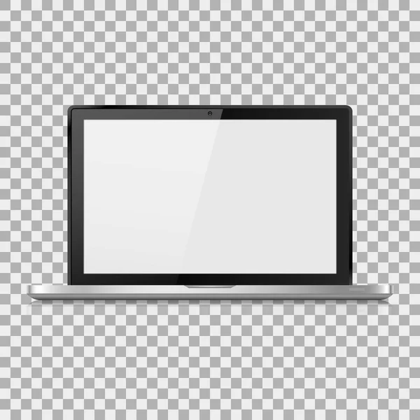 Laptop realista con una pantalla en blanco en el fondo aislar, ilustración de vectores con estilo EPS10 — Vector de stock