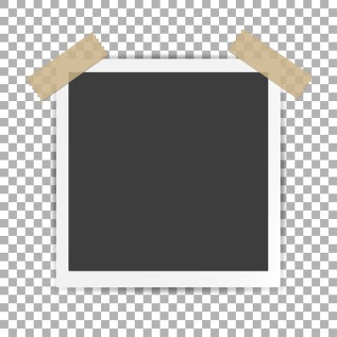 Fotoğraf çerçevesi ile gölge izole arka plan üzerinde yapışkan yapışkan bant viski, vektör şablon şık fotoğraf veya görüntü, Eps10 için