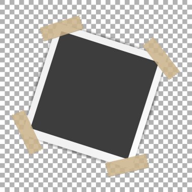 Fotoğraf çerçevesi ile gölge izole arka plan üzerinde yapışkan yapışkan bant viski, vektör şablon şık fotoğraf veya görüntü, Eps10 için