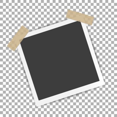 Fotoğraf çerçevesi ile gölge izole arka plan üzerinde yapışkan yapışkan bant viski, vektör şablon şık fotoğraf veya görüntü, Eps10 için