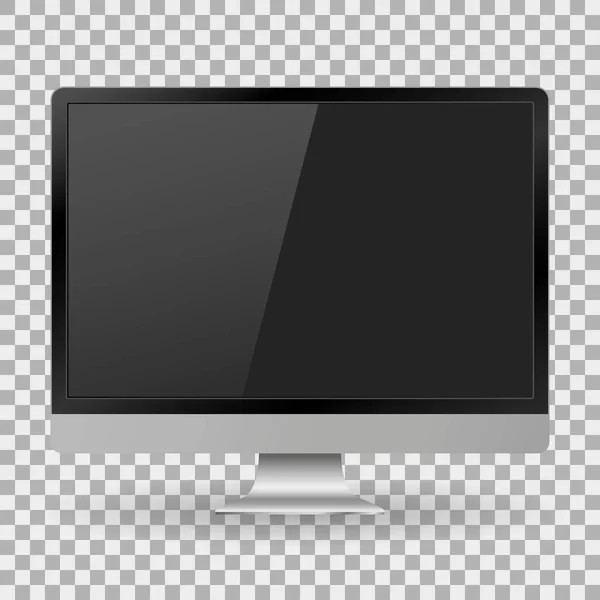 Monitor de PC realista con una pantalla en blanco en el fondo aislado, ilustración de vectores con estilo EPS10 — Archivo Imágenes Vectoriales