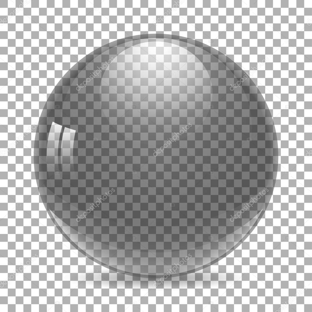 Transparent glass ball - crystal with shadow or drop of water on the background isolate, stylish vector illustration EPS10