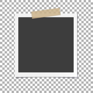 Fotoğraf çerçevesi ile gölge izole arka plan üzerinde yapışkan yapışkan bant viski, vektör şablon şık fotoğraf veya görüntü, Eps10 için