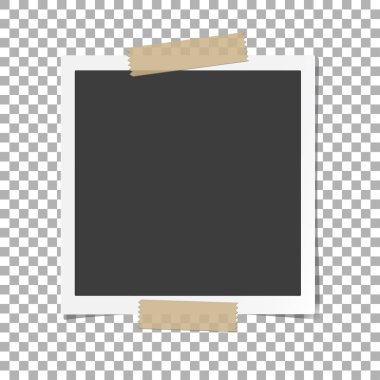 Fotoğraf çerçevesi ile gölge izole arka plan üzerinde yapışkan yapışkan bant viski, vektör şablon şık fotoğraf veya görüntü, Eps10 için