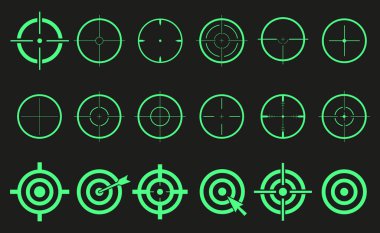 Hedef ayarlama simgeleri görme sniper sembolü, izole vektör crosshair ve amaç illüstrasyon için web tasarım Eps10 şık