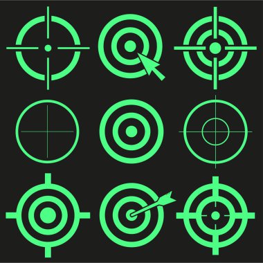 Target set icons sight sniper symbol isolated, crosshair and aim vector illustration stylish for web design EPS10 clipart