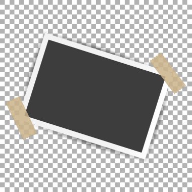 Fotoğraf çerçevesi ile gölge izole arka plan üzerinde yapışkan yapışkan bant viski, vektör şablon şık fotoğraf veya görüntü, Eps10 için