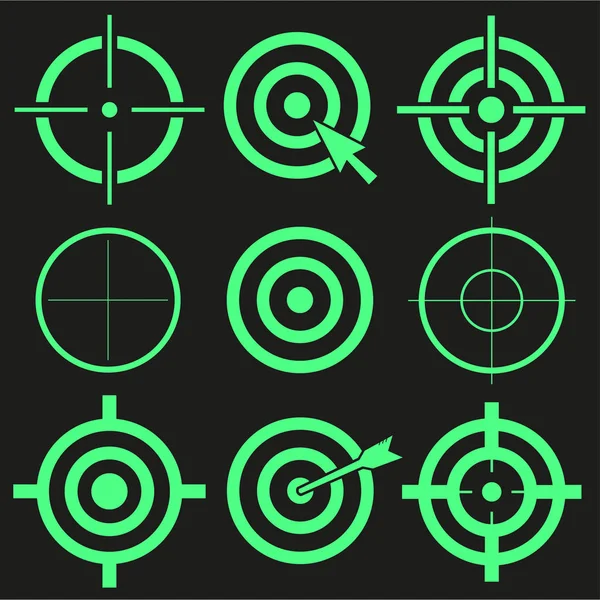 Target set pictogrammen zicht sniper symbool geïsoleerd, crosshair en doel vector illustratie stijlvolle voor webdesign Eps10 — Stockvector