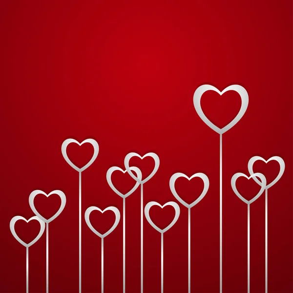 Happy Valentine 's Day, growing hearts on a red background, card for your writing or signature stylish vector illustration EPS10 Лицензионные Стоковые Векторы