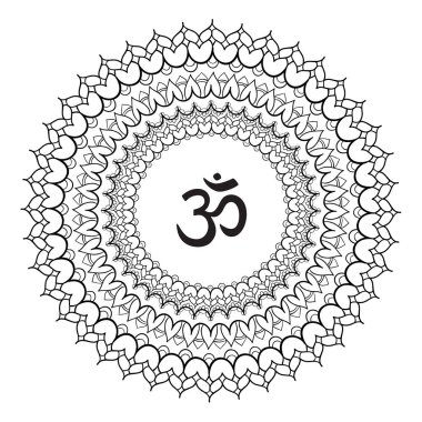 OM sembolü ile el çizim mandala.