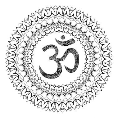 OM sembolü ile el çizim mandala.
