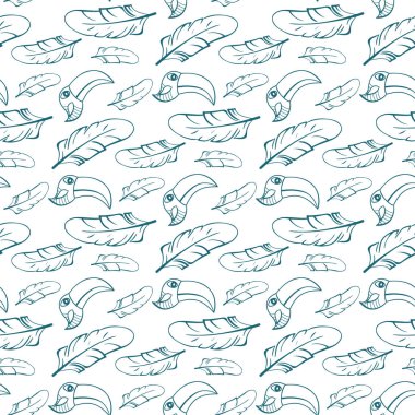 Dikişsiz desen tüyleri ile. Doodle süsleme.