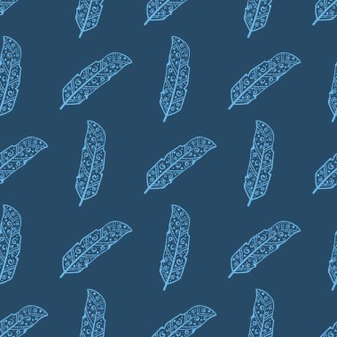 Dikişsiz desen tüyleri ile. Doodle süsleme.