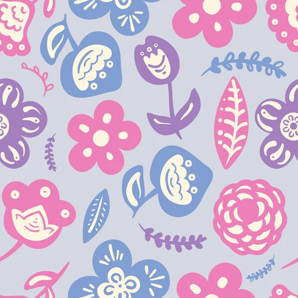 Nahtloses Muster mit handgezeichneten Blumen — Stockvektor