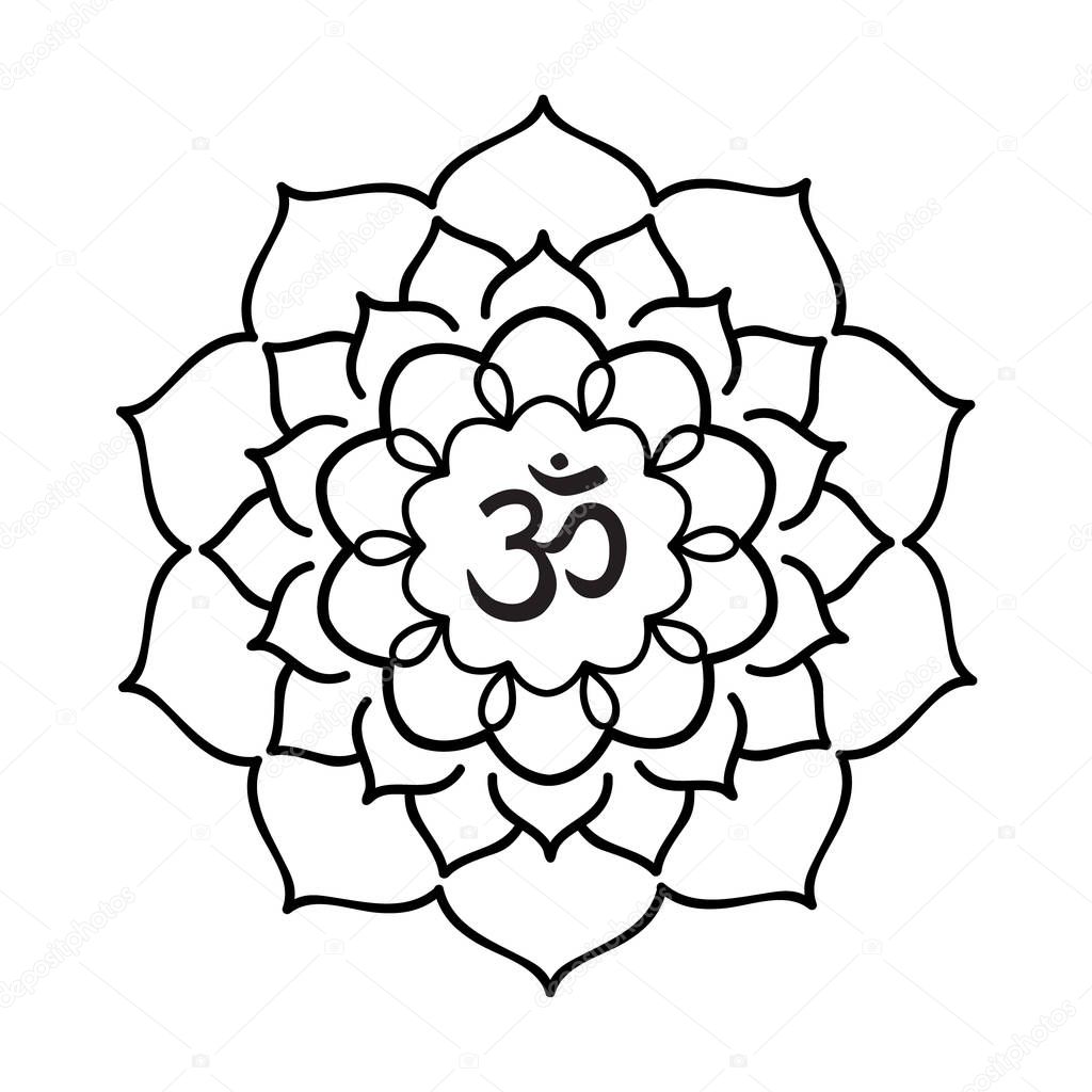 Mandala frame.  Hand drawn oriental ornament