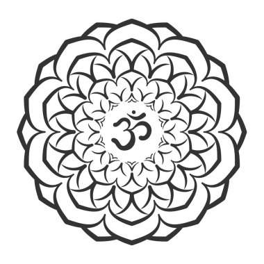 OM sembolü ile el çizim mandala. 