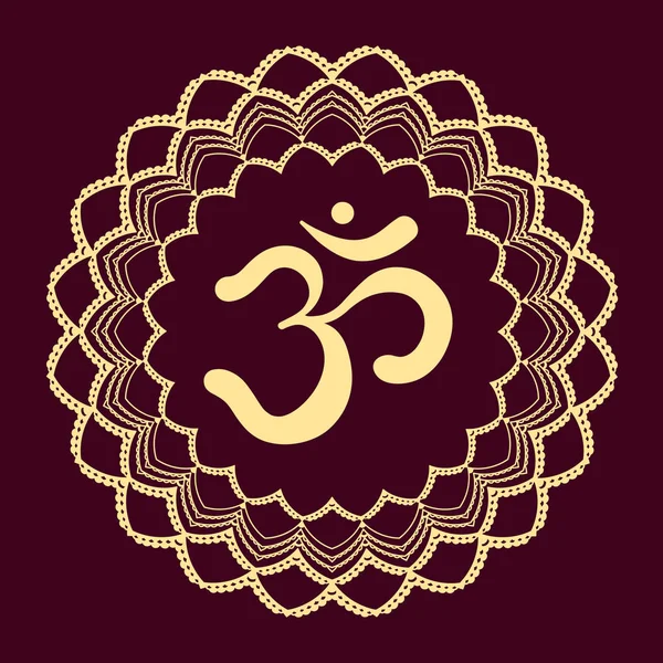 Symbol Om z ręcznie rysowane mandali. — Wektor stockowy