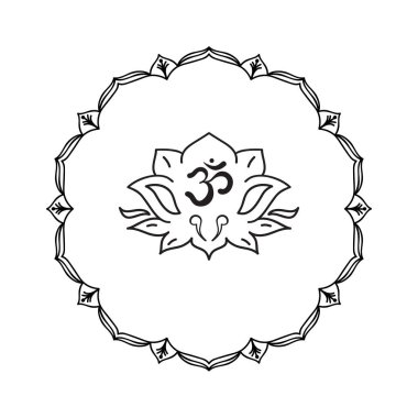 OM sembolü ile el çizim mandala. 