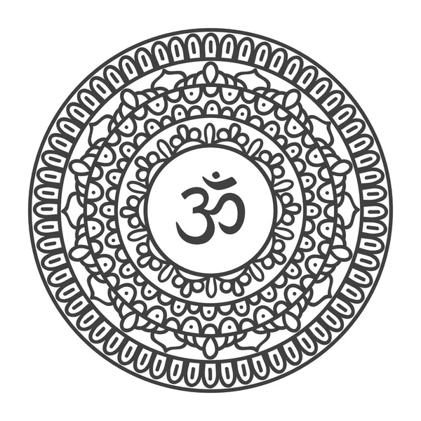 Símbolo de Om com mandala desenhada à mão . —  Vetores de Stock