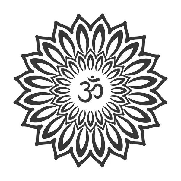 Symbol OM s ručně tažené mandala. — Stockový vektor