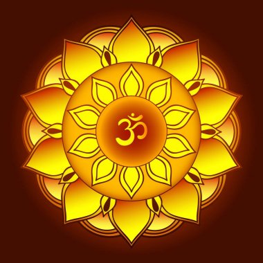 OM sembolü ile çizilmiş mandala ver. Tebrik kartı, düğün davetiyesi, yoga poster, boyama kitabı için oryantal Dekoratif süsleme-ebilmek var olmak kullanılmış.