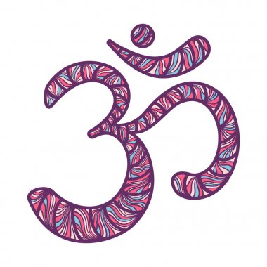 OM sembolü. Oryantal işareti boyama kitabı yoga studio poster için kullanılabilir.