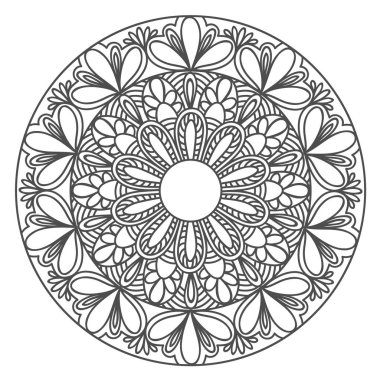 Mandala süsleme. Yuvarlak şablonu. Dekoratif unsur tebrik kartı, düğün davetiyesi, yoga poster, boyama kitabı için kullanılabilir... Doodle amblemi.