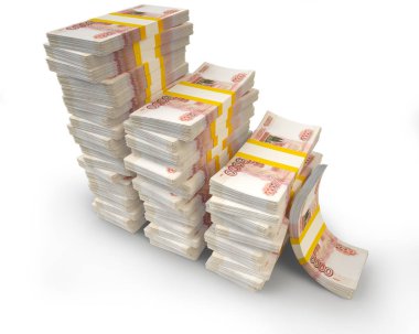 Bir yığın Rus rublesi. 5000 Rus banknotu. Bir tomar para. Çok para.